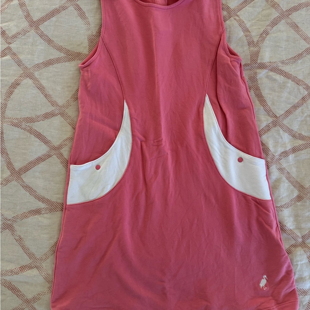 Pink Sleeveless Dress with White Accents